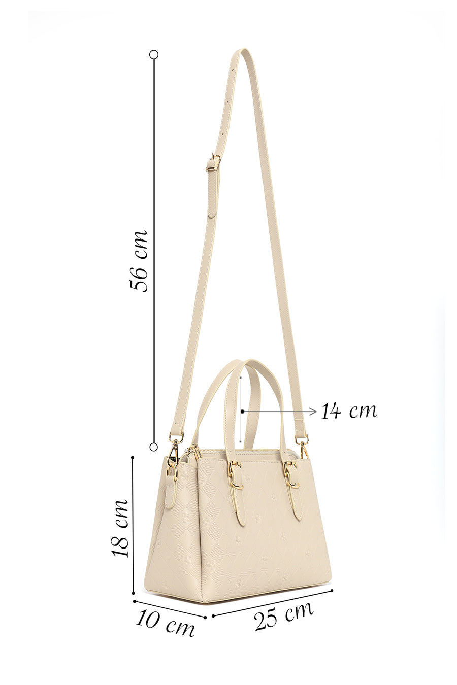 Women's Cream Long Strap Printed Shoulder Bag