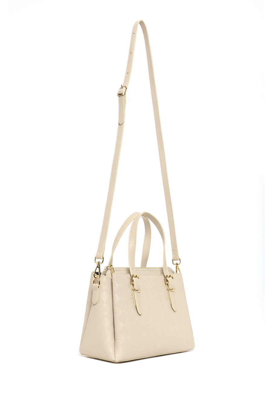 Women's Cream Long Strap Printed Shoulder Bag