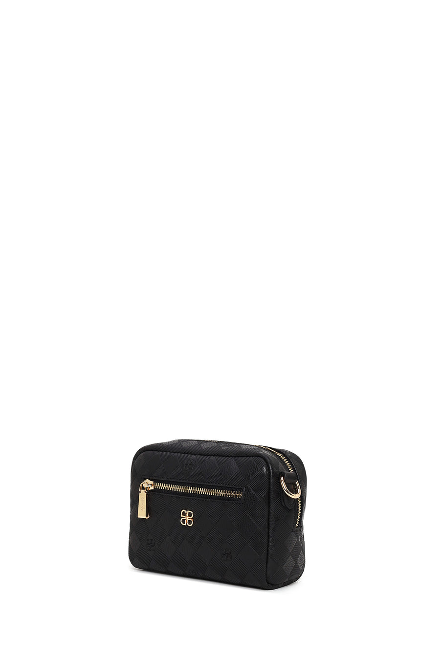 Women's Black Long Strap Printed Mini Crossbody Bag