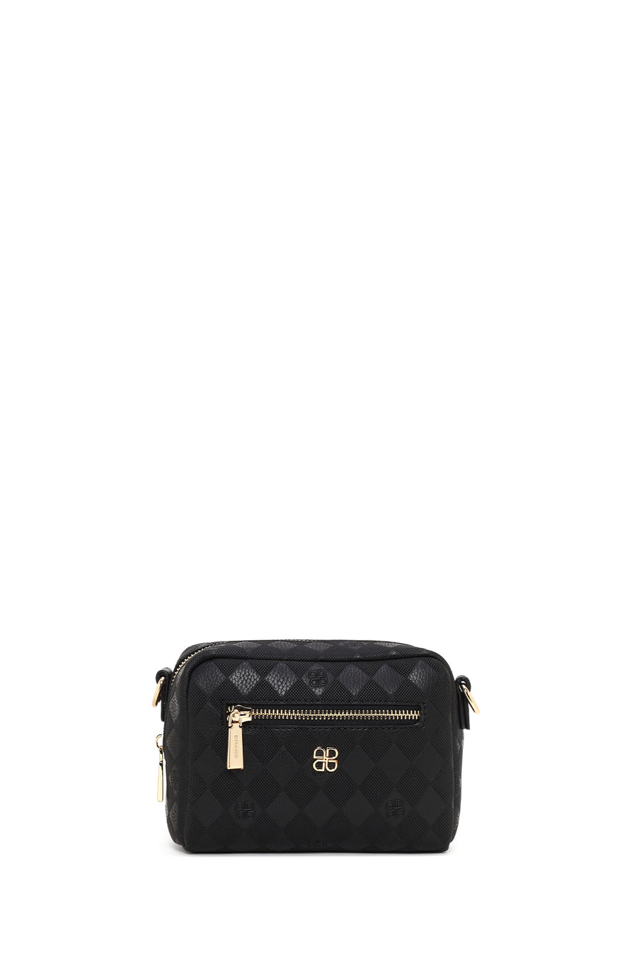 Women's Black Long Strap Printed Mini Crossbody Bag