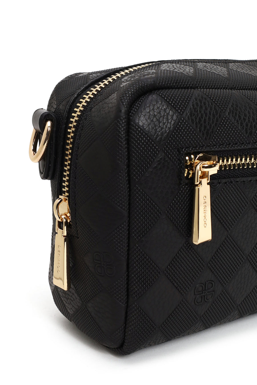 Women's Black Long Strap Printed Mini Crossbody Bag