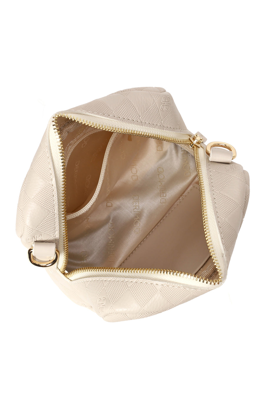 Women's Cream Long Strap Printed Mini Crossbody Bag