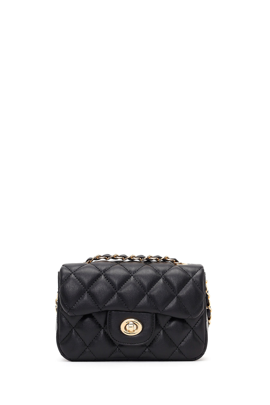 Women's Black Chain Strap Mini Quilted Crossbody Bag