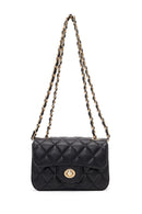 Women's Black Chain Strap Mini Quilted Crossbody Bag | Derimod
