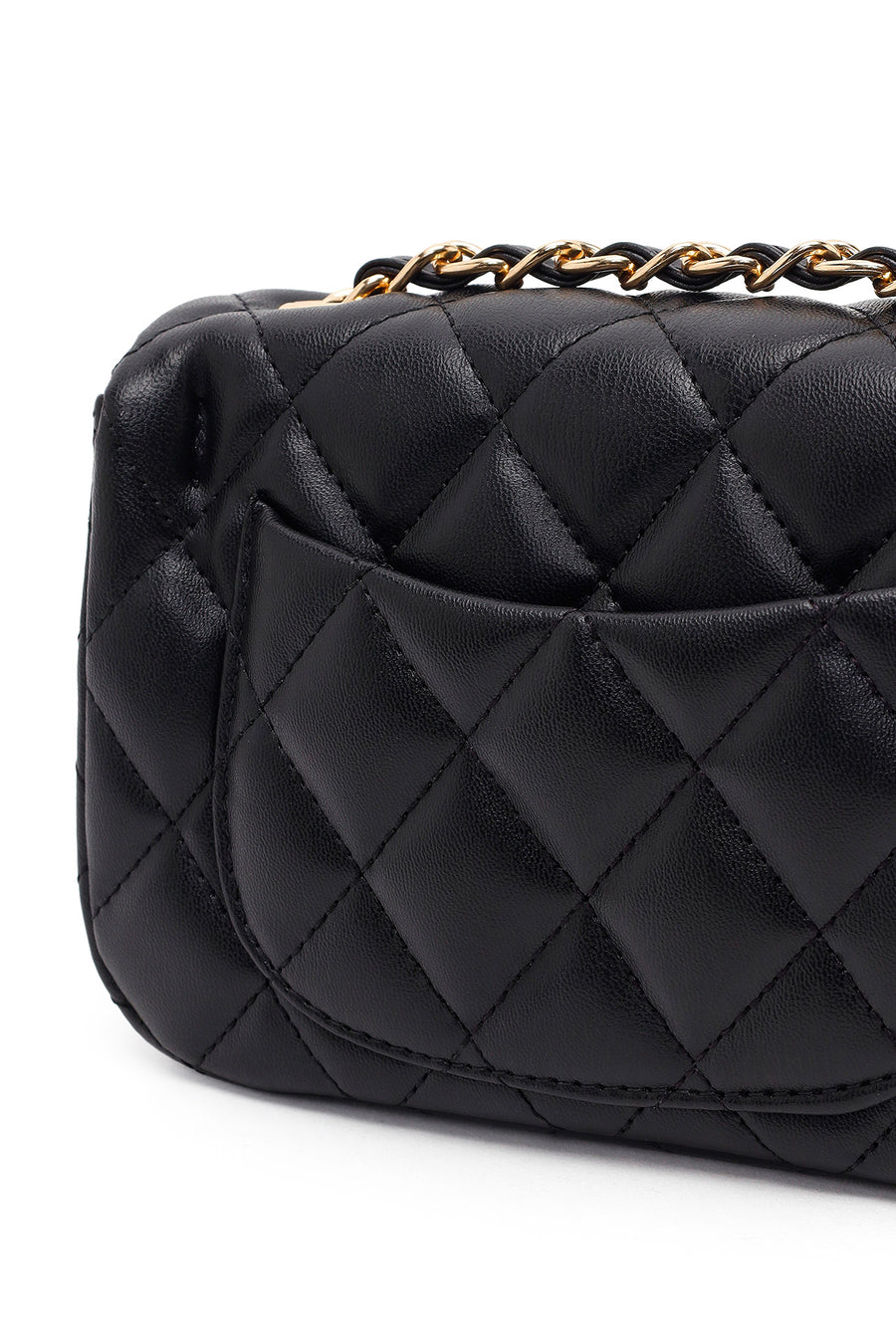 Women's Black Chain Strap Mini Quilted Crossbody Bag