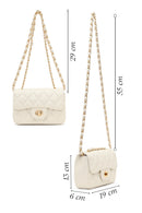 Women's Cream Chain Strap Mini Quilted Crossbody Bag | Derimod