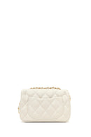 Women's Cream Chain Strap Mini Quilted Crossbody Bag | Derimod
