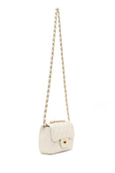 Women's Cream Chain Strap Mini Quilted Crossbody Bag | Derimod