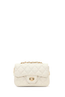 Women's Cream Chain Strap Mini Quilted Crossbody Bag | Derimod