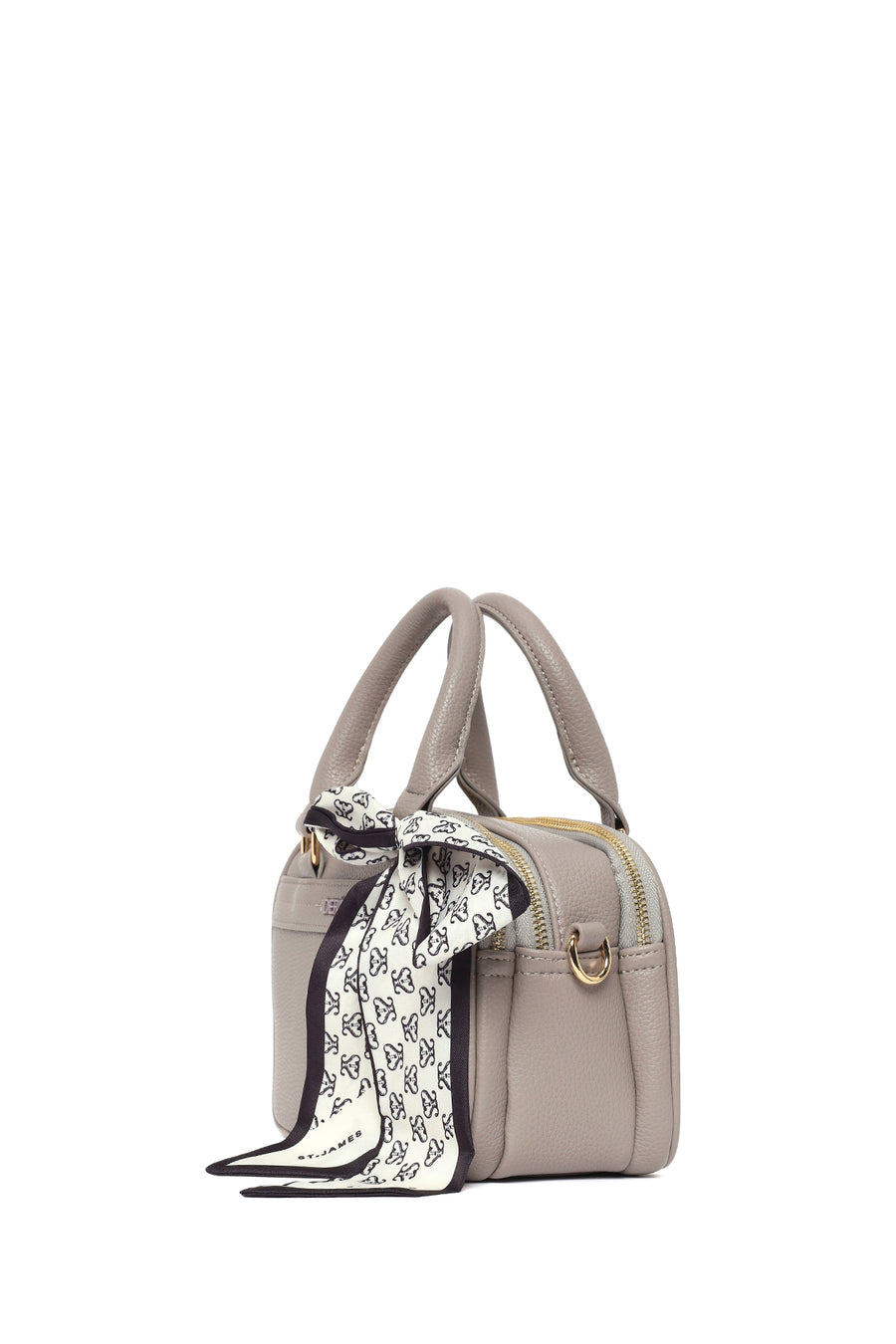 Woman Dark Grey Long-Strap Accessorized Shoulder Bag