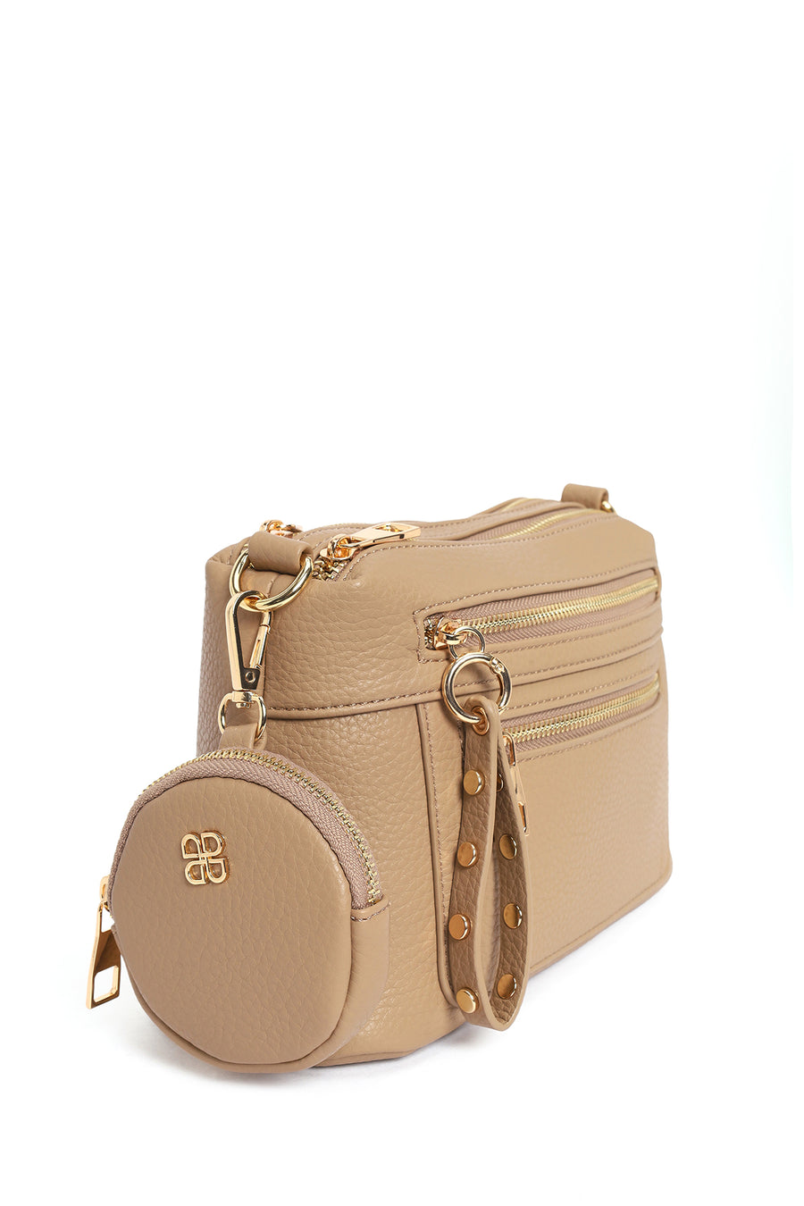 Woman Beige Long-Strap Crossbody Bag