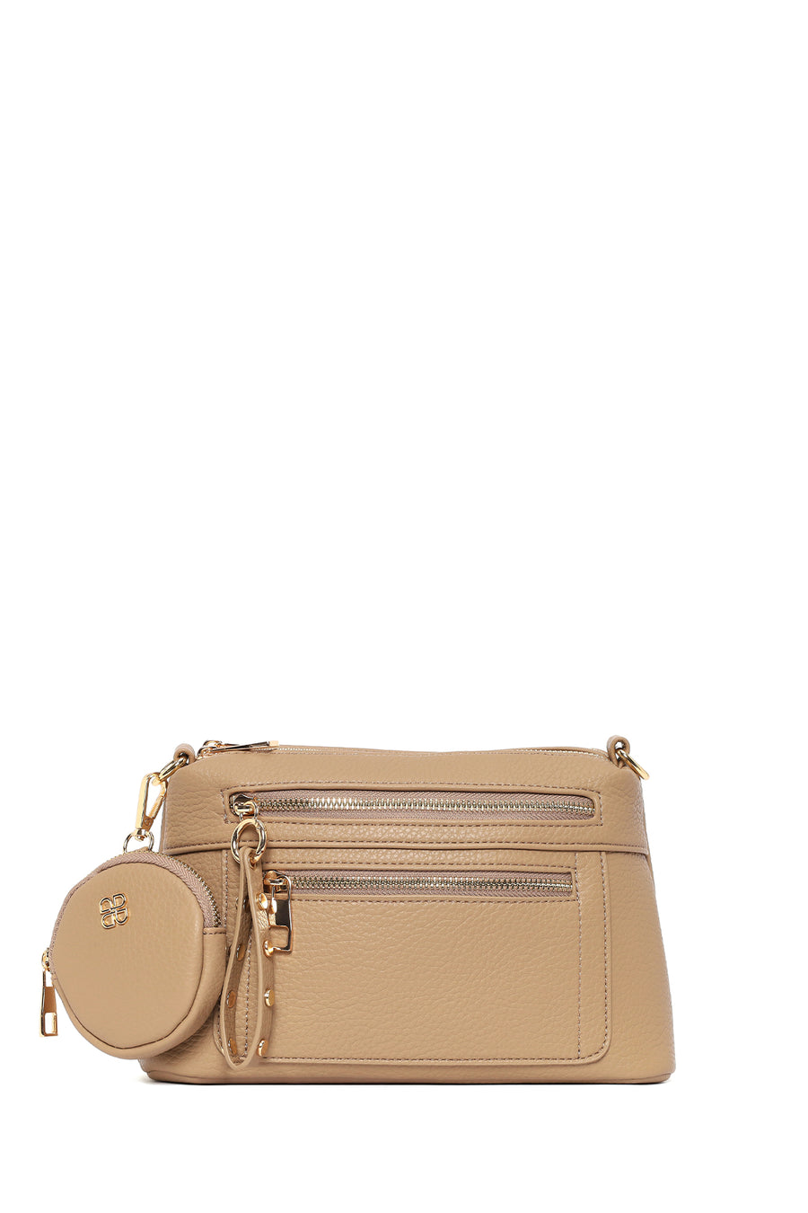 Woman Beige Long-Strap Crossbody Bag