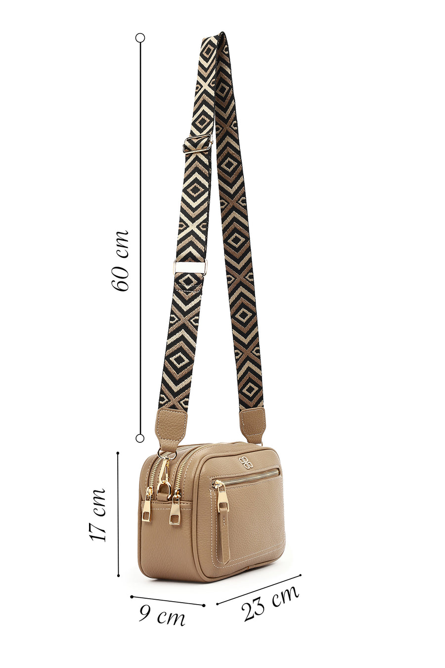 Women's Beige Patterned Crossbody Bag
