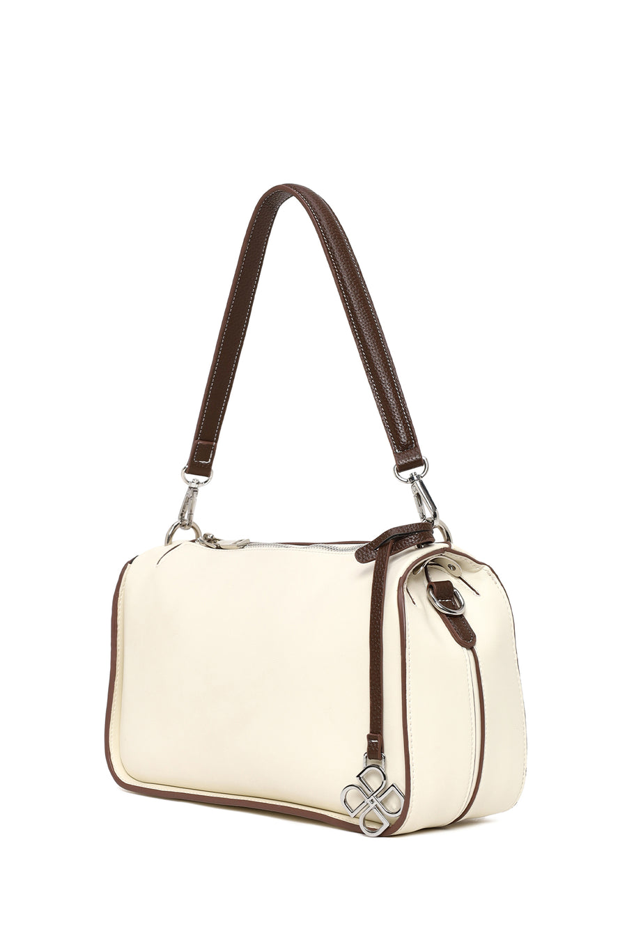 Woman Cream Long-Strap Shoulder Bag