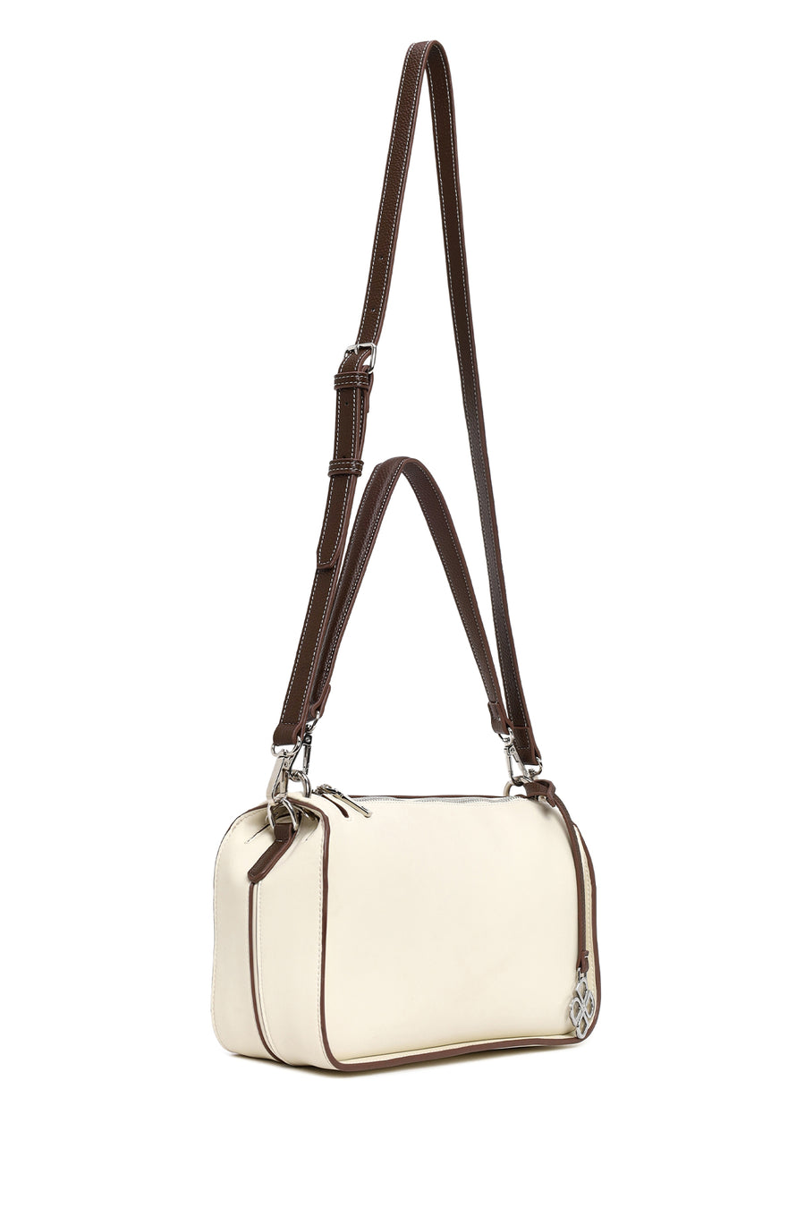Woman Cream Long-Strap Shoulder Bag