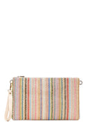 Women's Multi-Colored Long Chain Strap Straw Clutch Bag | Derimod
