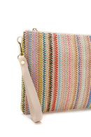 Women's Multi-Colored Long Chain Strap Straw Clutch Bag | Derimod