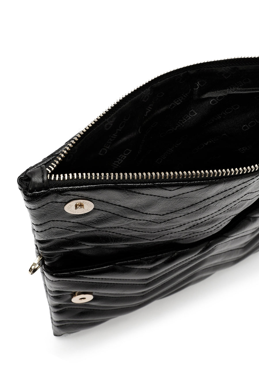 Women's Black Chain Strap Quilted Clutch Bag