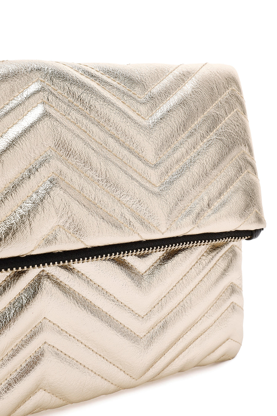Women's Quilted Clutch Bag with Gold Chain Strap