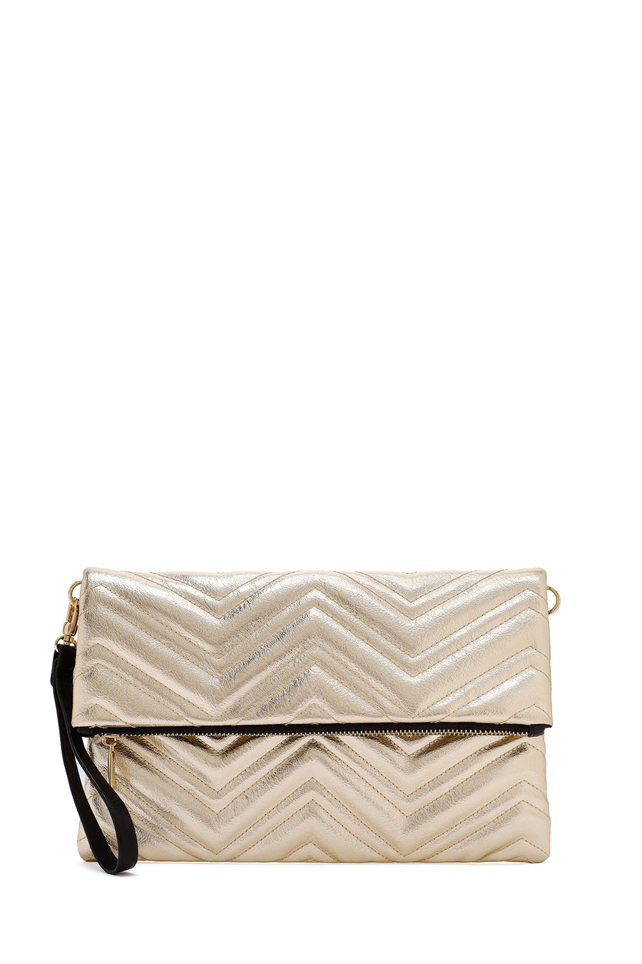 Women's Quilted Clutch Bag with Gold Chain Strap