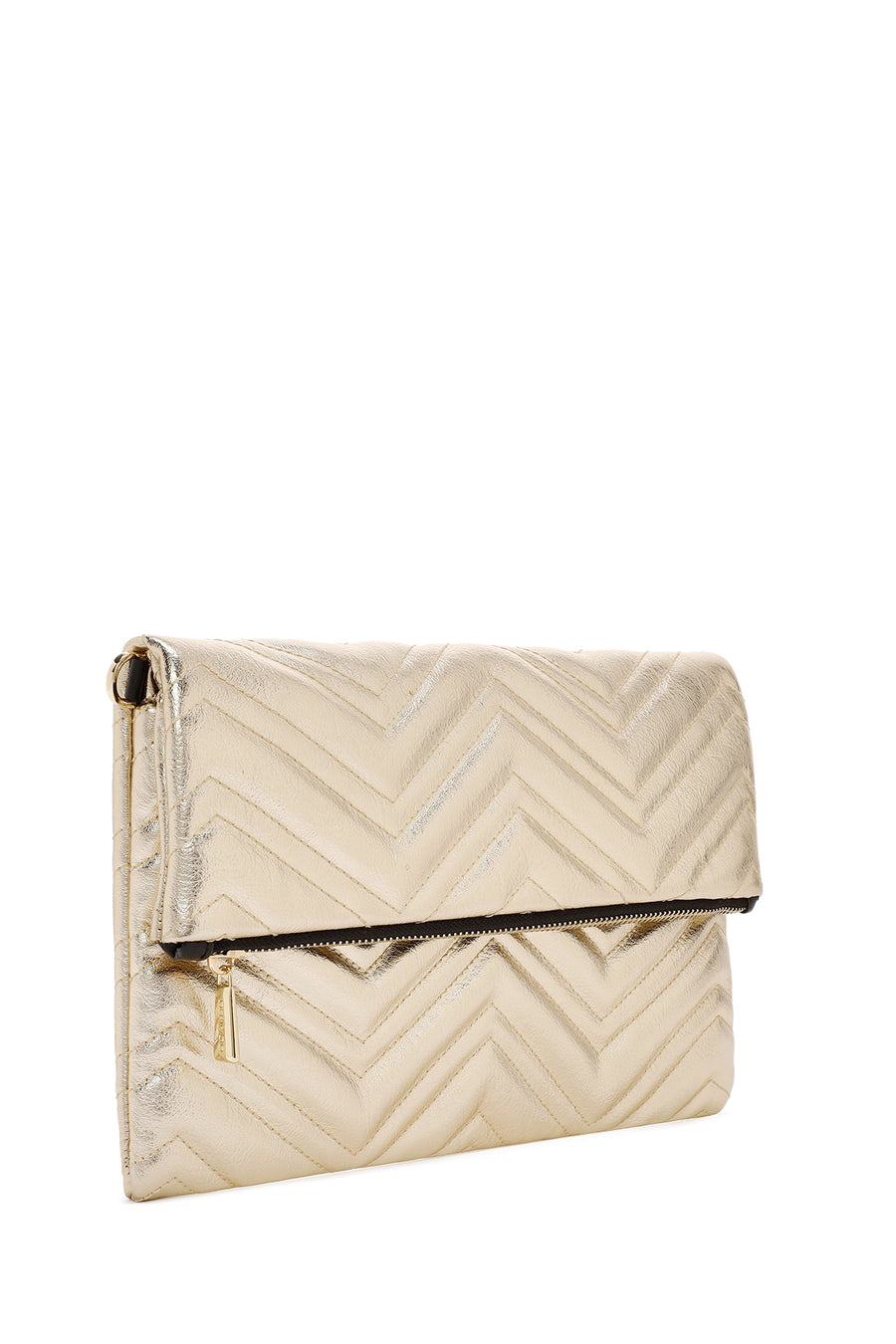 Women's Quilted Clutch Bag with Gold Chain Strap