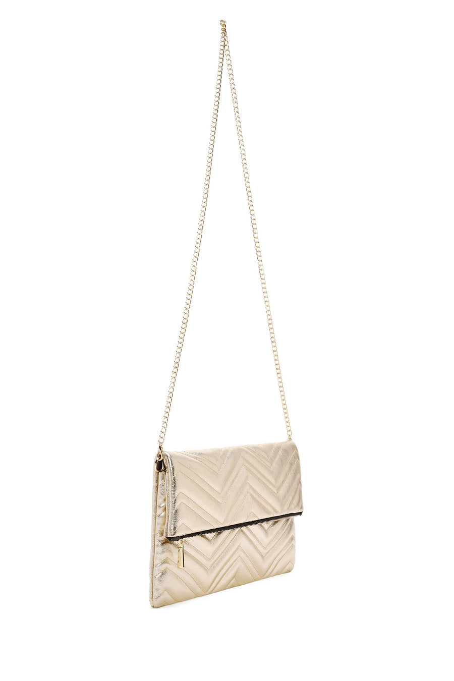 Women's Quilted Clutch Bag with Gold Chain Strap