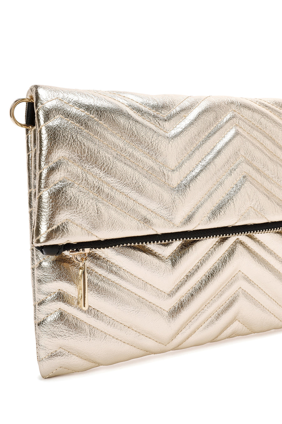 Women's Quilted Clutch Bag with Gold Chain Strap