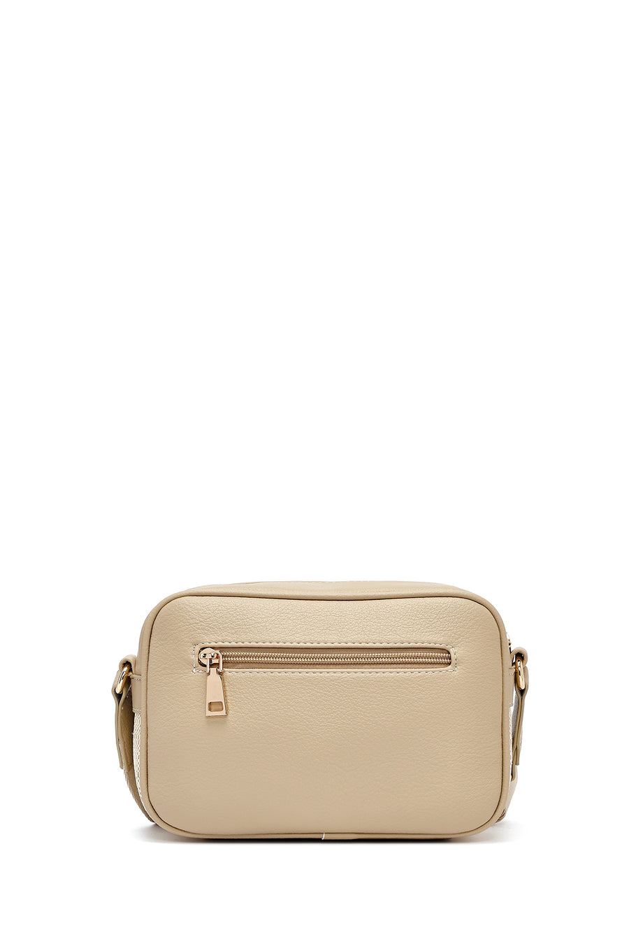 Woman Beige Long Strap Crossbody Bag