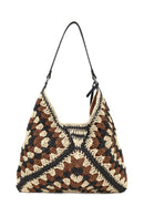 Woman Brown Straw Shoulder Bag | Derimod