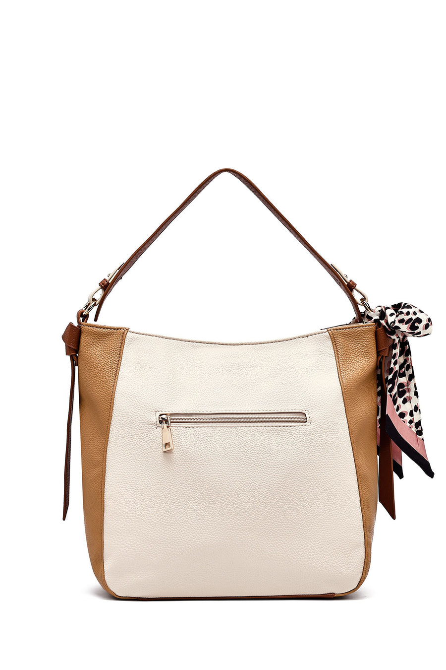 Woman Beige Long Strap Shoulder Bag