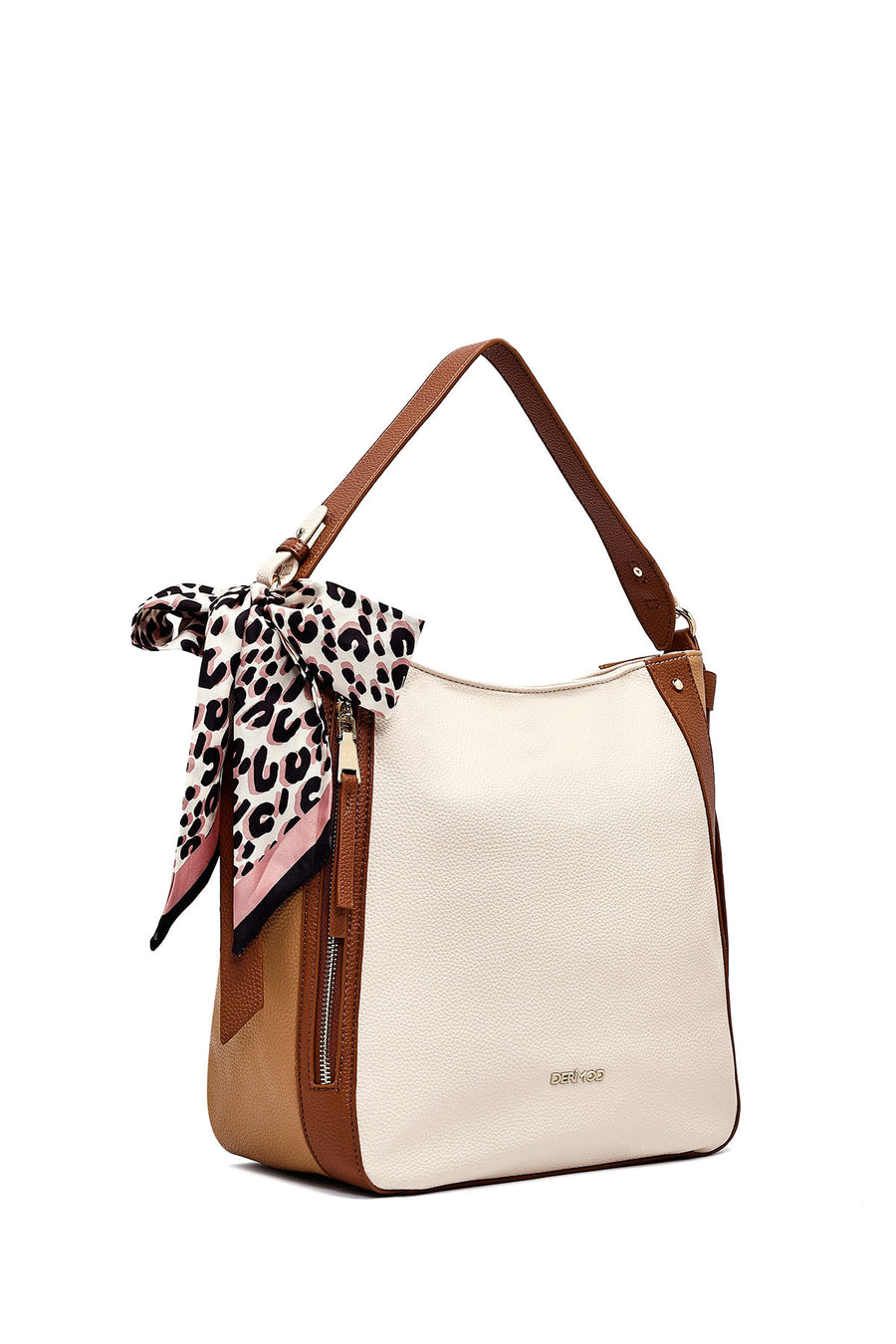 Woman Beige Long Strap Shoulder Bag