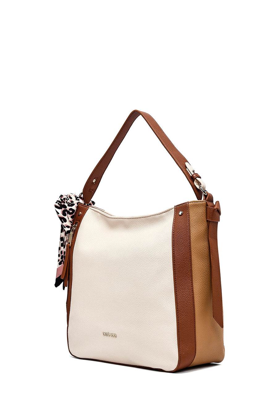 Woman Beige Long Strap Shoulder Bag