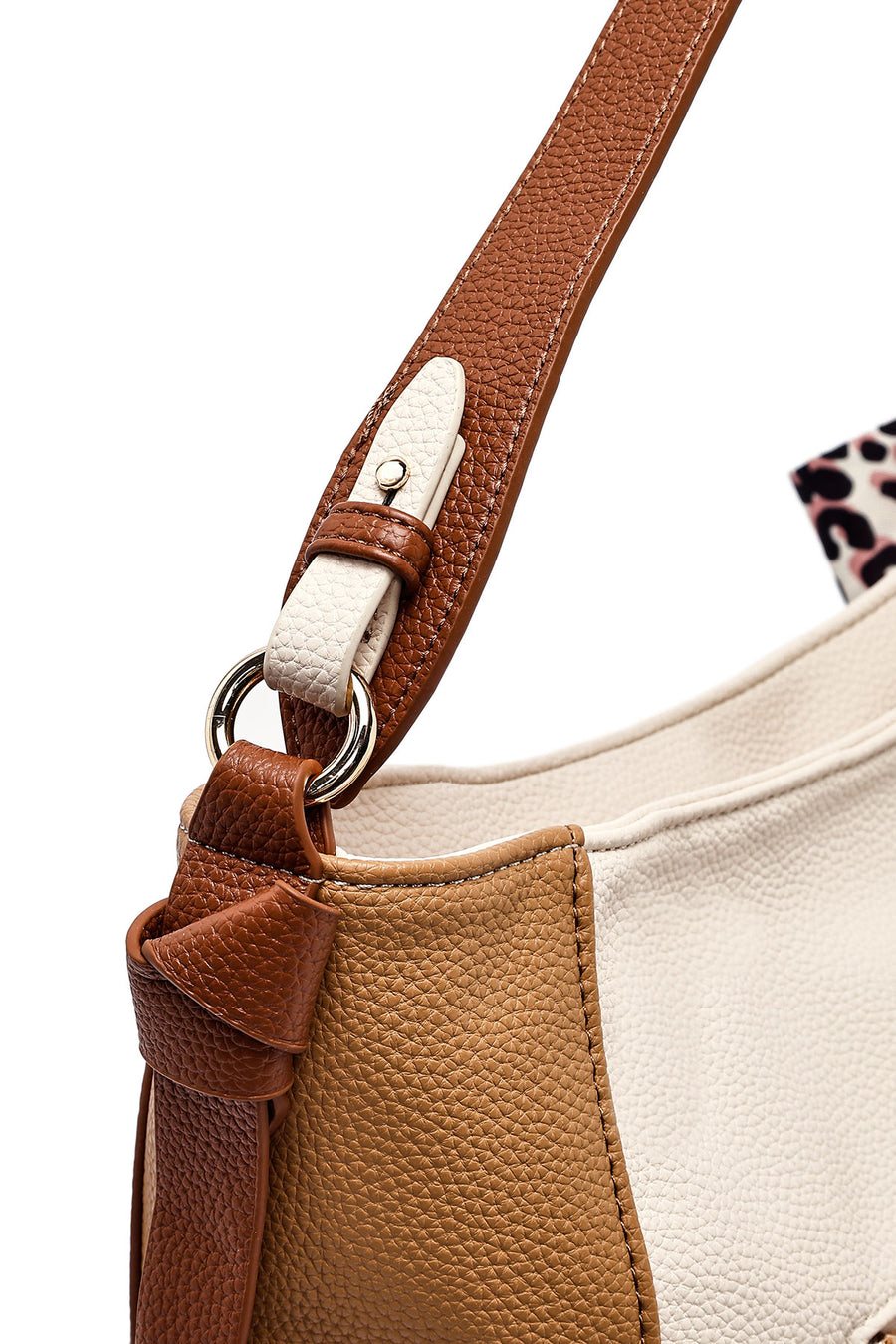 Woman Beige Long Strap Shoulder Bag