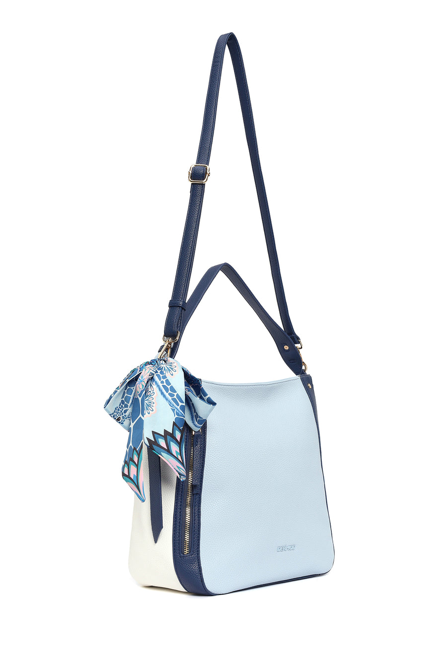 Woman Blue Long-Strap Shoulder Bag