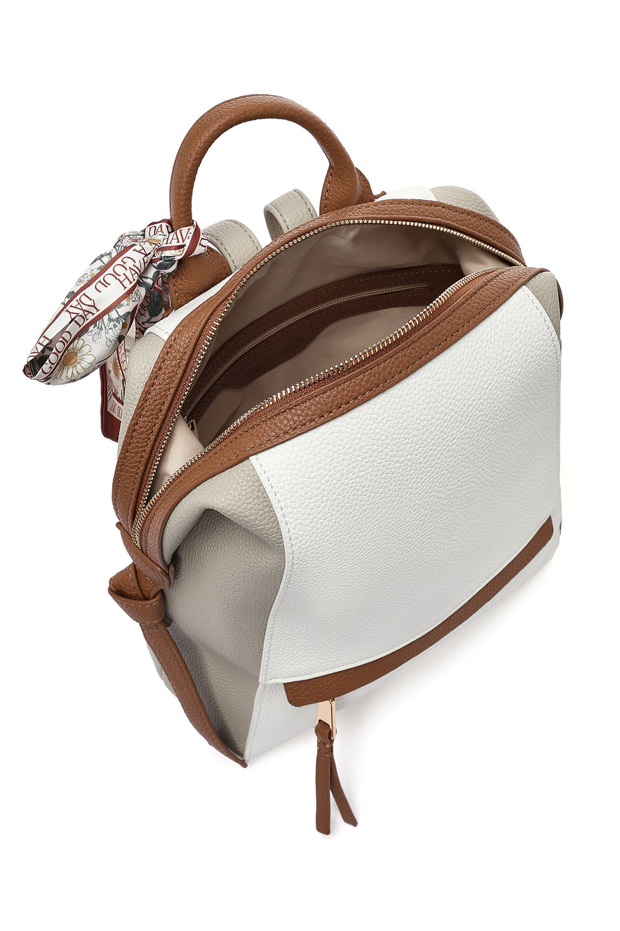 Women's White Backpack with Accessories