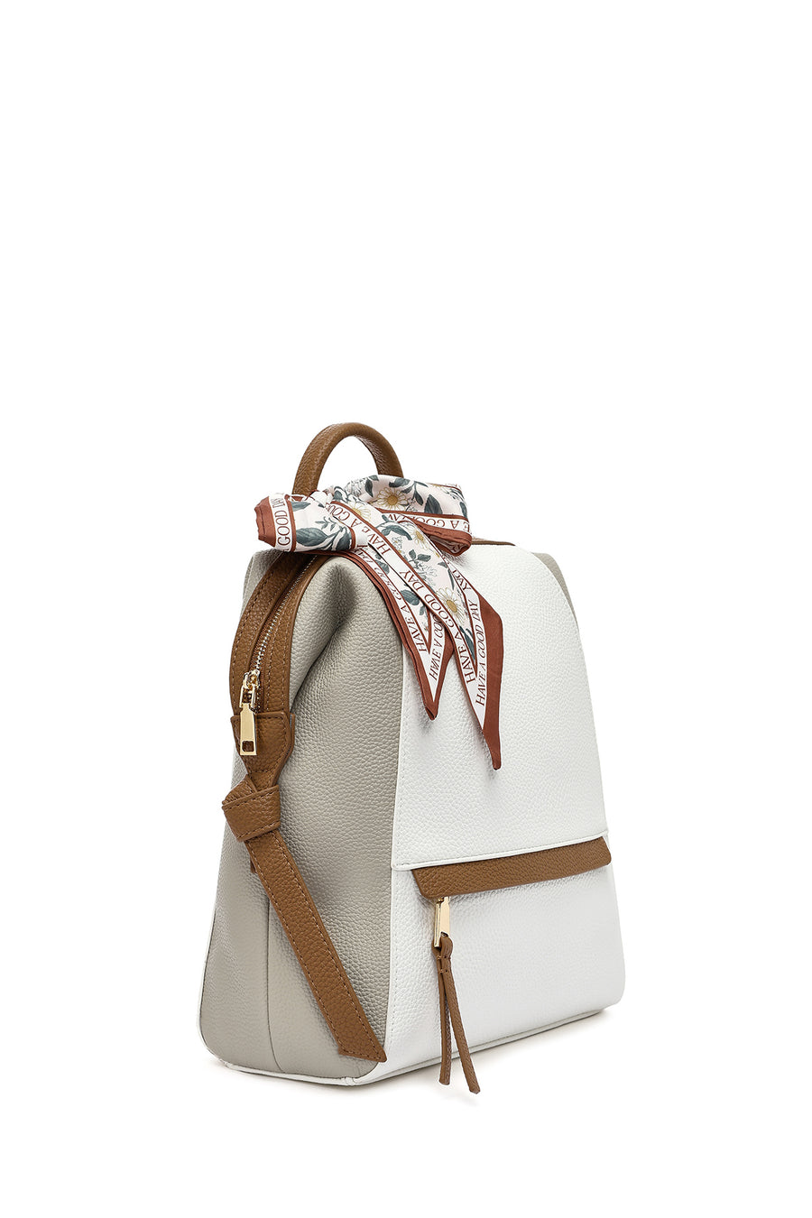 Women's White Backpack with Accessories