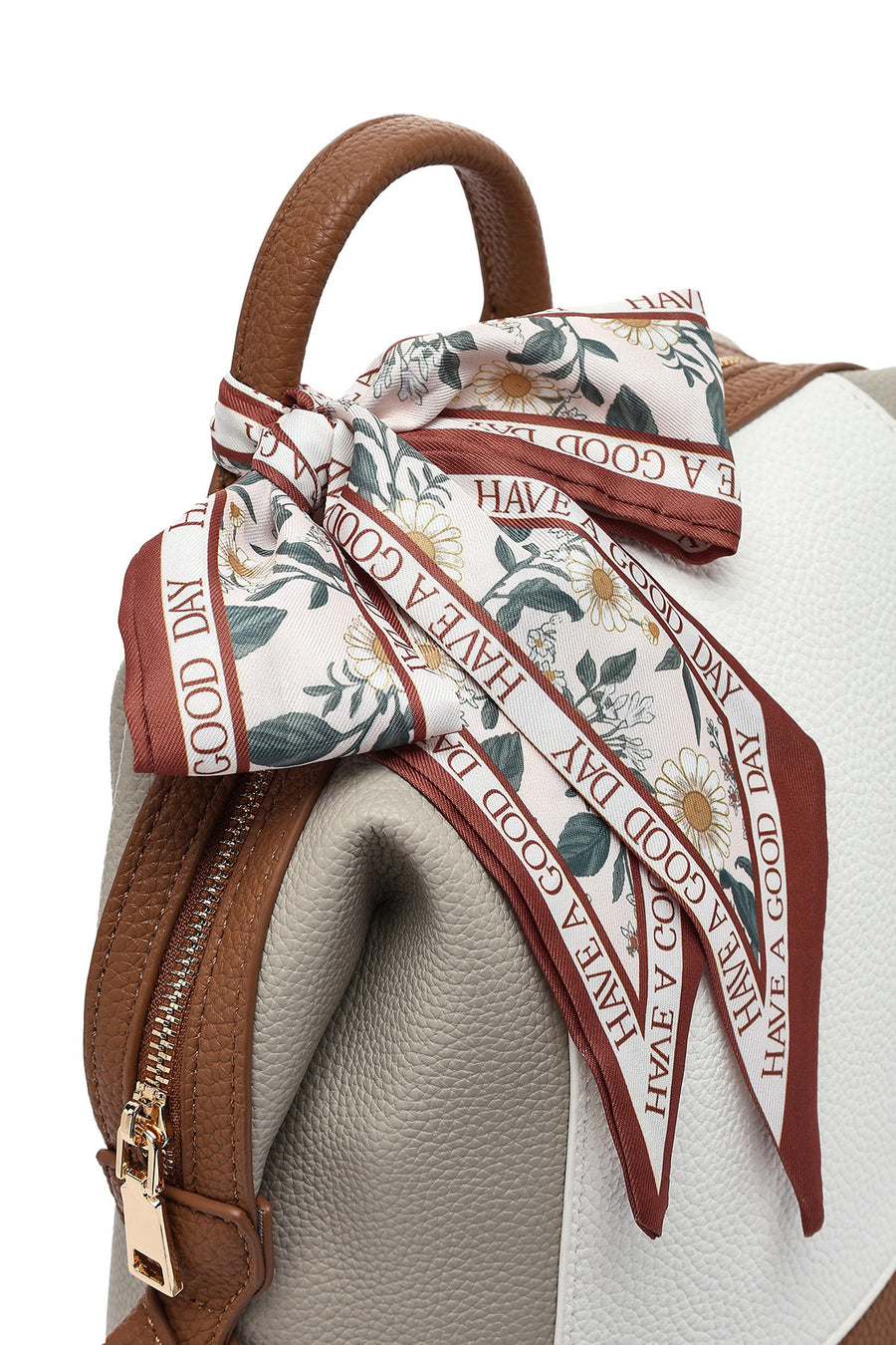 Women's White Backpack with Accessories