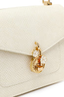 Woman Cream Long Strap Snake Patterned Mini Shoulder Bag | Derimod