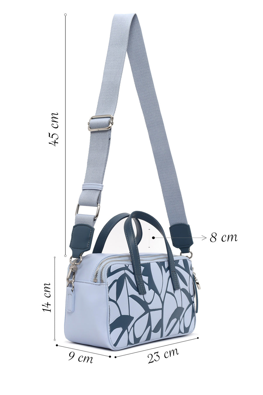 Woman Blue Long Strap Printed Shoulder Bag