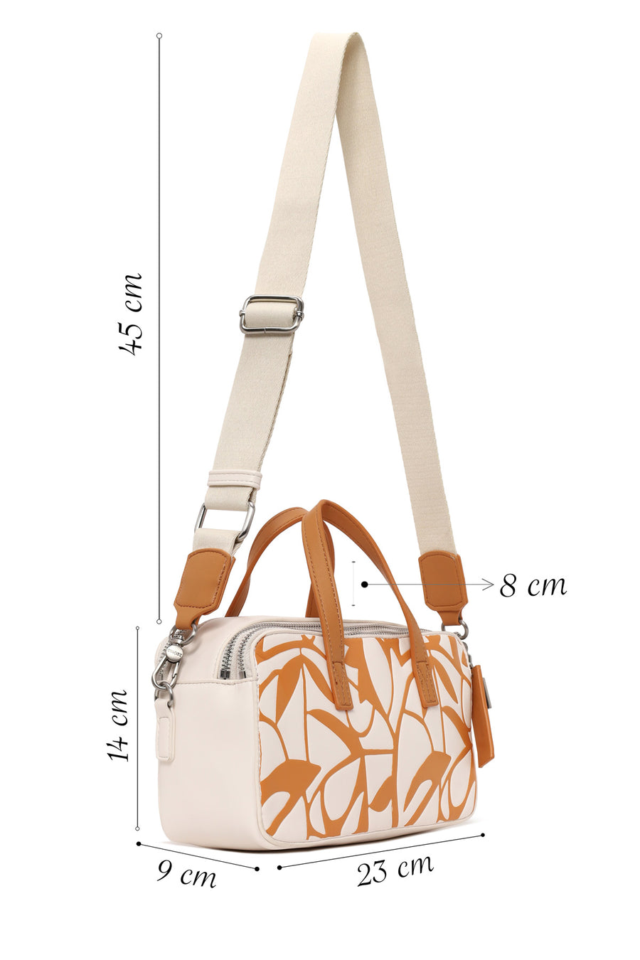 Woman Orange Long-Strap Printed Shoulder Bag