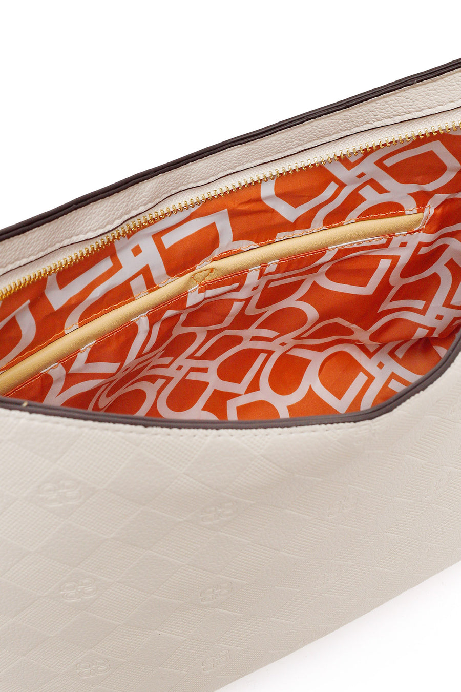 Woman Cream Long-Strap Printed Shoulder Bag