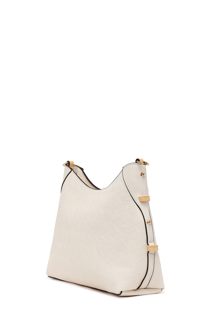 Woman Cream Long-Strap Printed Shoulder Bag
