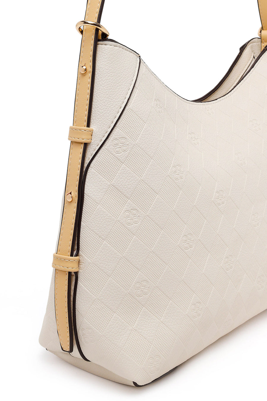 Woman Cream Long-Strap Printed Shoulder Bag