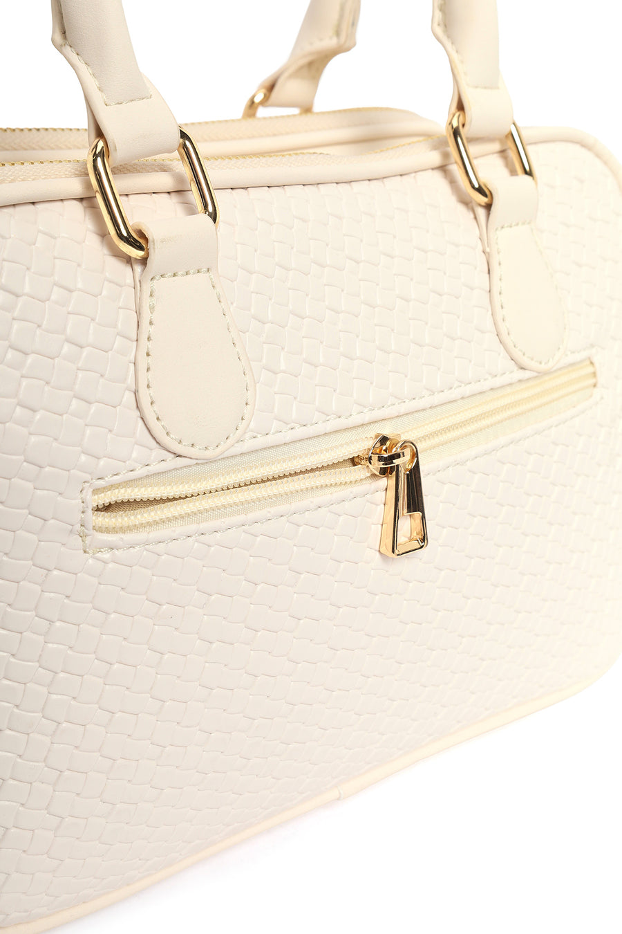 Women's Cream Long Strap Printed Charm Handbag