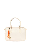 Women's Cream Long Strap Printed Charm Handbag | Derimod