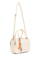 Women's Cream Long Strap Printed Charm Handbag | Derimod