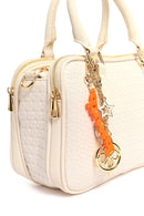 Women's Cream Long Strap Printed Charm Handbag | Derimod