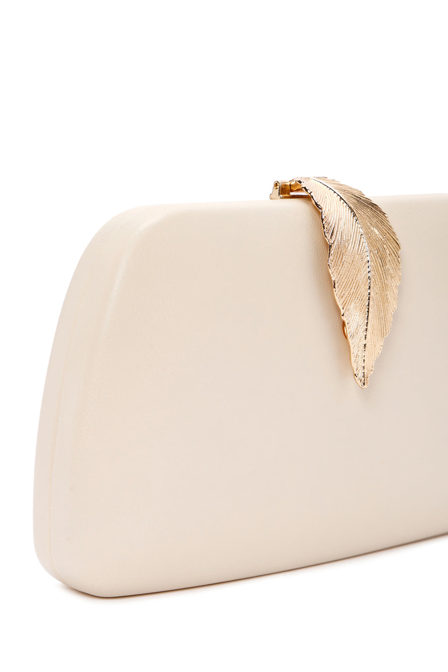 Woman Cream Long Chain Strap Evening Mini Clutch Bag