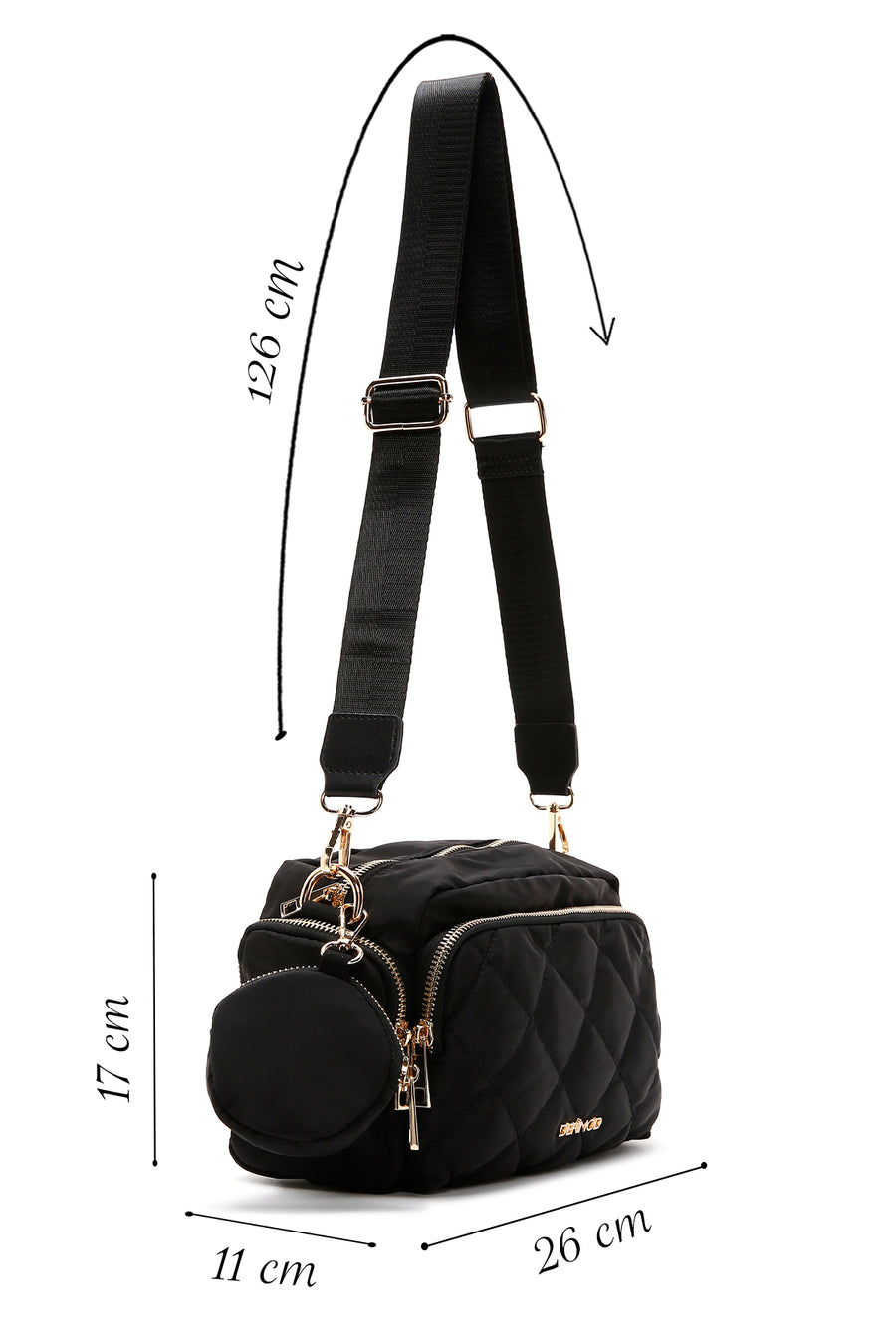 Woman Black Long Strap Crossbody Bag
