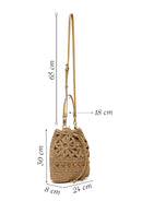Woman Beige Long-Strap Drawstring Straw Shoulder Bag | Derimod